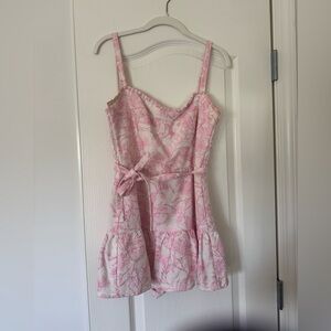 Amanda Uprichard GIACINI ROMPER IN TOILE BROCADE in shocking pink size medium